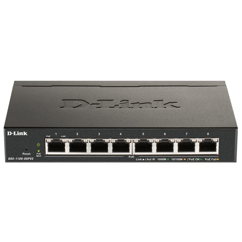 D-Link DGS-1100-08PV2/E 8xGb PoE Switch (64W)