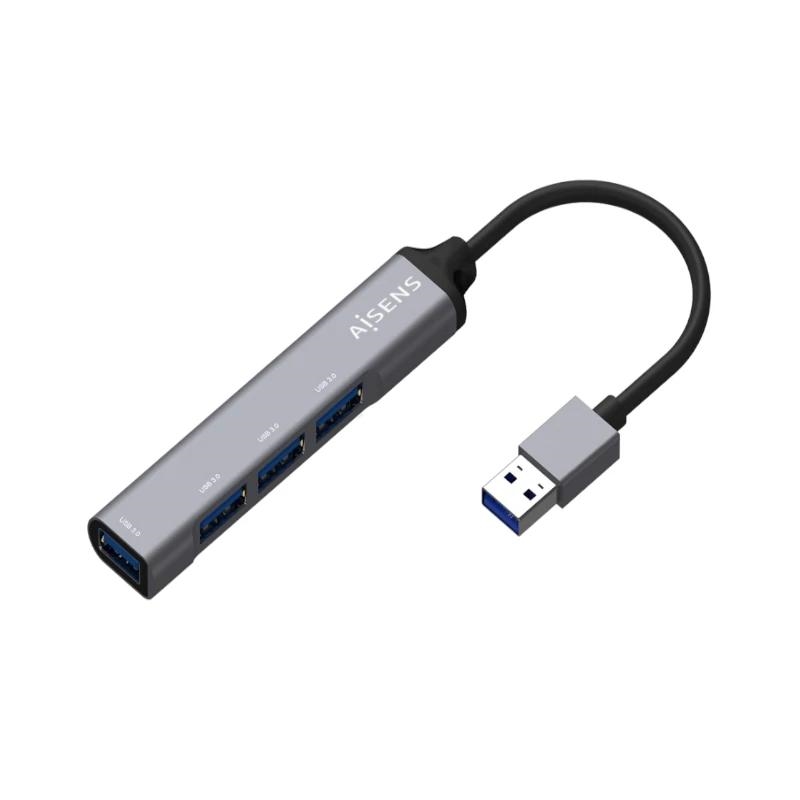 Aisens Hub USB 3.0 tipo A/M-4xtipo A/H gris 10cm