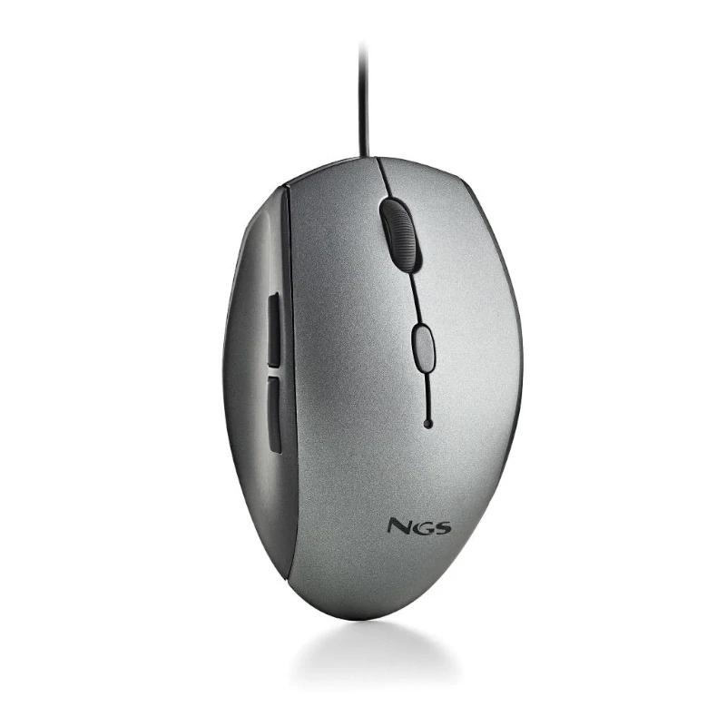 NGS WIRED ERGO SILENT MOUSE + USB TYPE C ADAP GRAY