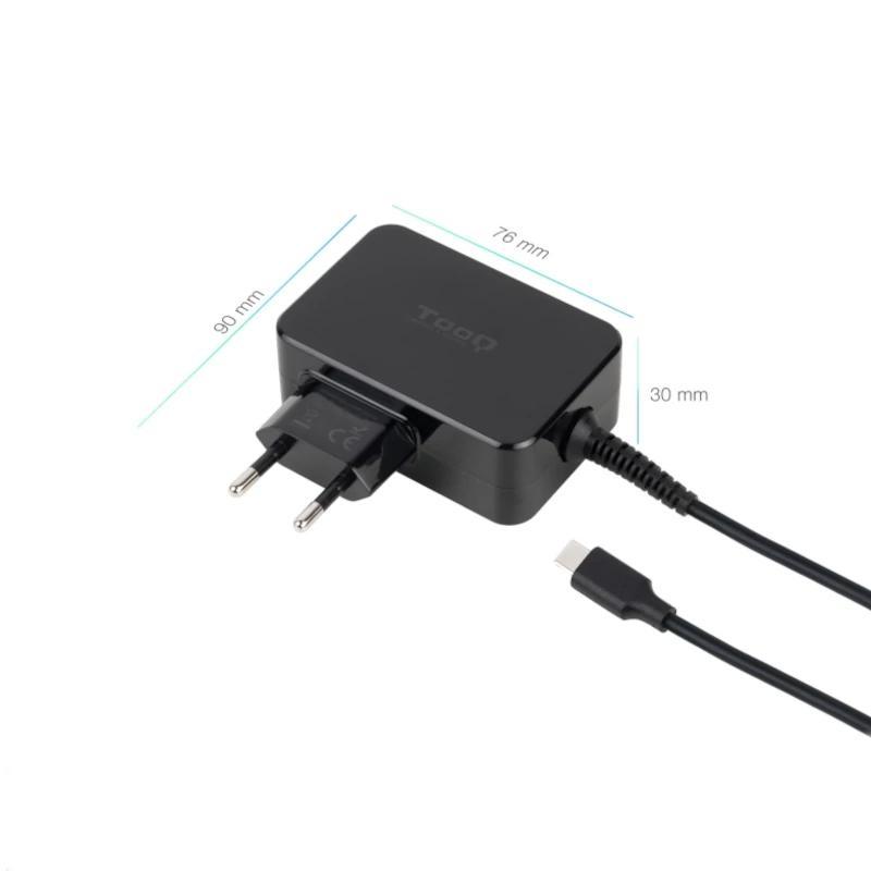 Tooq Cargador portátil GAN USB-C PD 45W Negro
