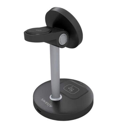 Aisens Cargador Inalámbrico USBC 15W 3 en 1 Negro