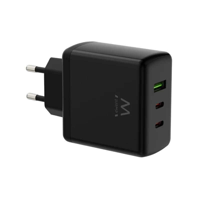 EWENT Cargador Gan Fast 65W 2 USB-C PD-1USB-A QC
