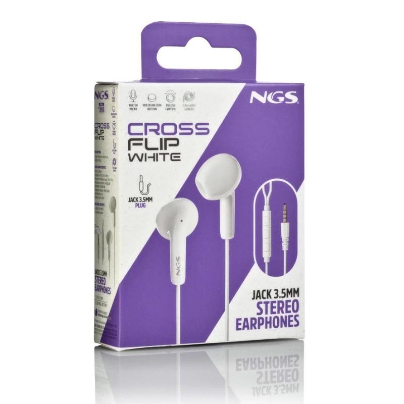 NGS Auricular Blanco Estéreo con cable JACK 3.5 mm