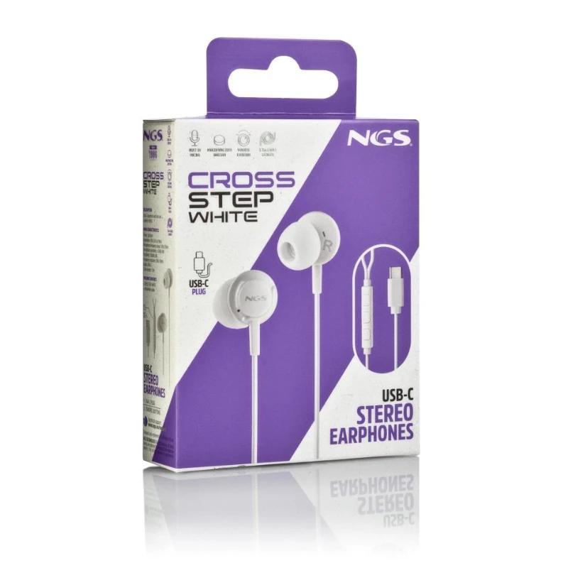 NGS Auricular Blanco Estéreo USB-C con cable