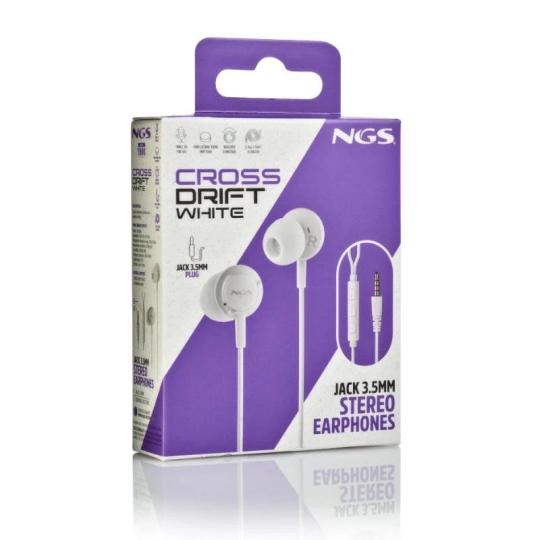 NGS Auricular CROSSDRIFT Blanco cable JACK 3.5 Mm