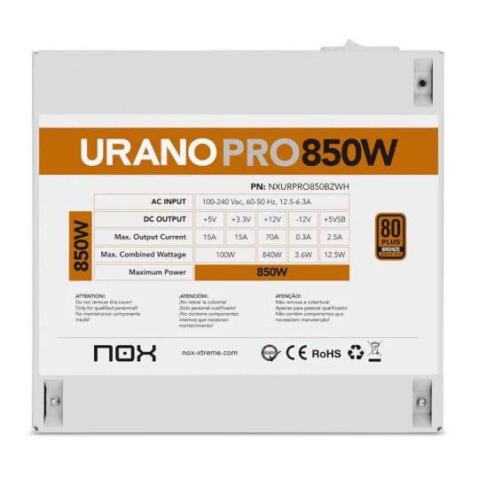 NOX Fuente ATX Urano PRO 850W Bronze Blanco