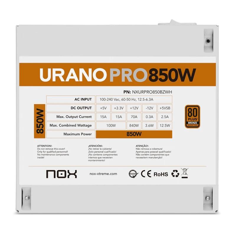 NOX Fuente ATX Urano PRO 850W Bronze Blanco