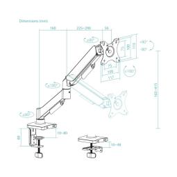 Tooq Soporte mesa DB1733TNR-B 1 brazo 17-32 Negro