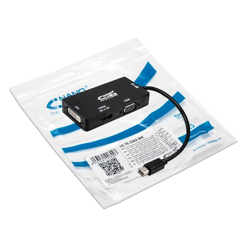 Nanocable Conversor Mini Displayp/VGA/DVI/HDMI 3E