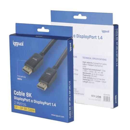 iggual Cable DisplayPort (M) 1.4 8K@60hz 2 metros