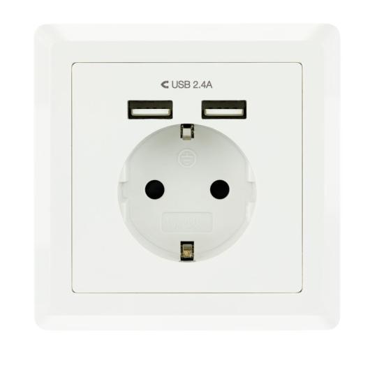 Nanocable Base de enchufe pared schuko+2USB 2.4A
