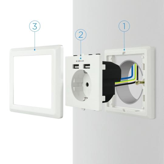 Nanocable Base de enchufe pared schuko+2USB 2.4A