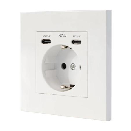 Nanocable Base Pared toma SCHUKO 2USB Max .2.4A