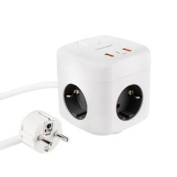 Nanocable Base de enchufe con 3 USB c/ interruptor
