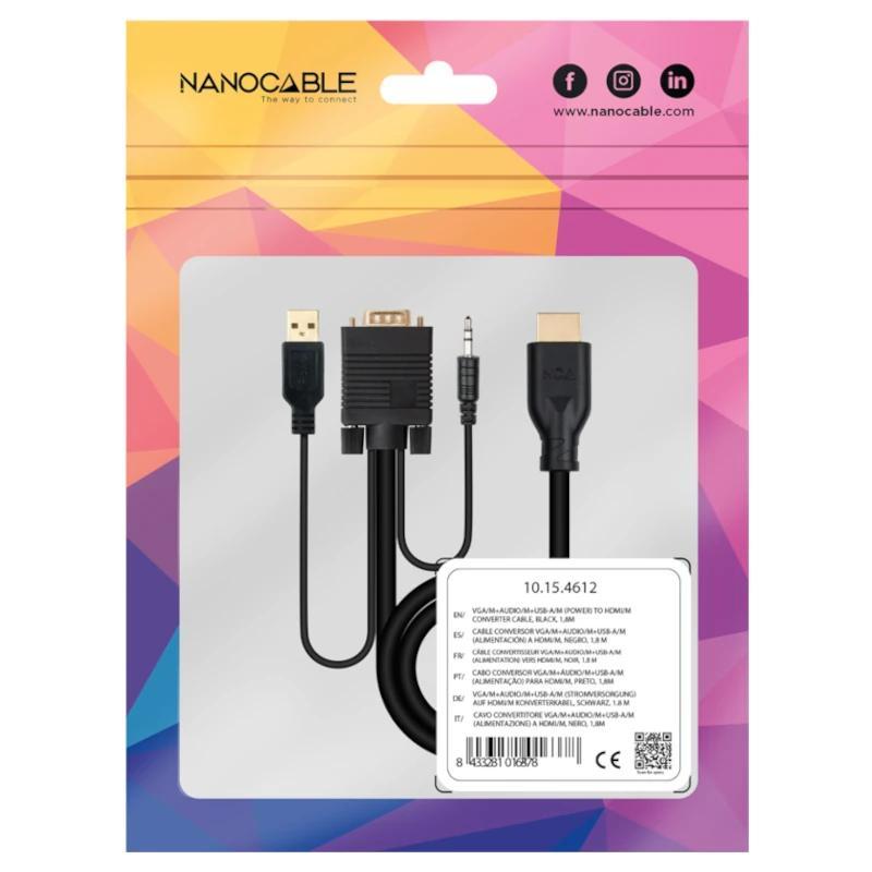 Nanocable Conversor VGA+Audio a HDMI M-M 1,8 m