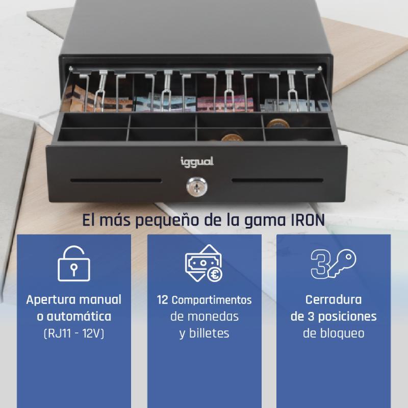 iggual Cajón Portamonedas IRON-XS 33cm 4+8 negro