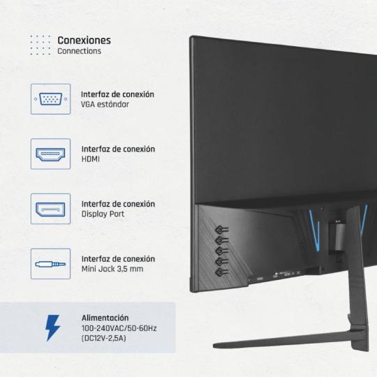 iggual Monitor 21,5" IPS 1ms FHD 120Hz VGA HDMI DP