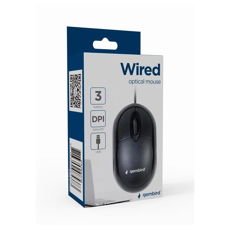 GEMBIRD Ratón óptico USB  3 botones cable Negro