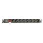 Gembird PDU 8 tomas Schuko1U, 10A,enchufe C14 3 m