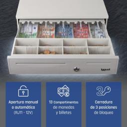 iggual Cajón Portamonedas IRON-50W 42cm 5+8 blanco