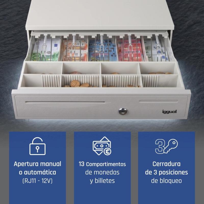 iggual Cajón Portamonedas IRON-50W 42cm 5+8 blanco