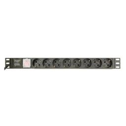 Gembird PDU, 8 tomas Schuko, 1U, 16A, cable de 3 m