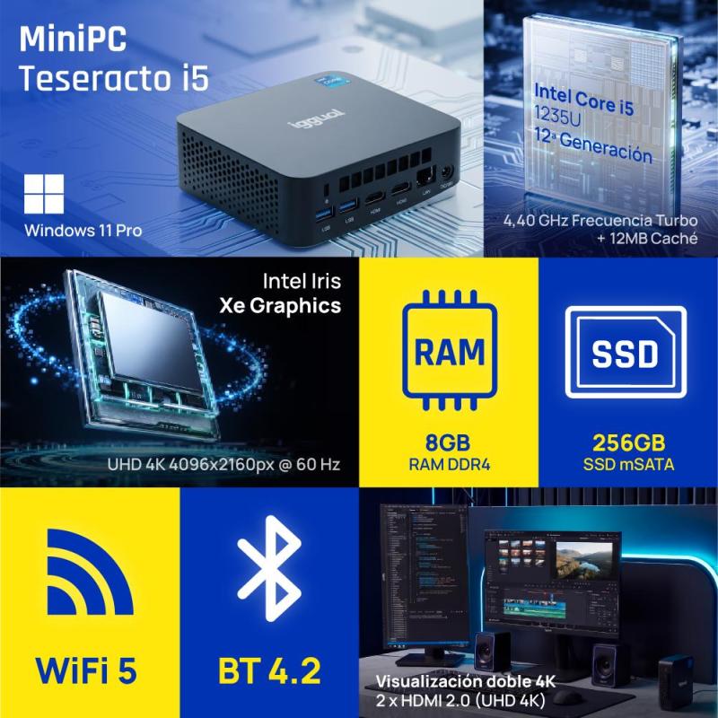 iggual Mini PC Teseracto i5 1235U 8+256 2HDMI W11P