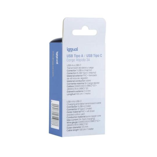 iggual Cable USB-A a tipo C 3A 100 cm trenzado