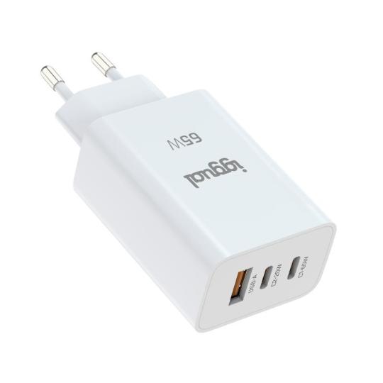 iggual Cargador triple USB-A + 2 x tipo C GaN 65W