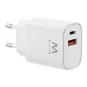 EWENT Cargador Rápido Gan 30W USB-C PD USB-A PD/QC