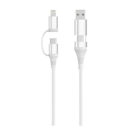 EWENT Cable Carga 4-1 60W 2m USB-C Lightning USB-A