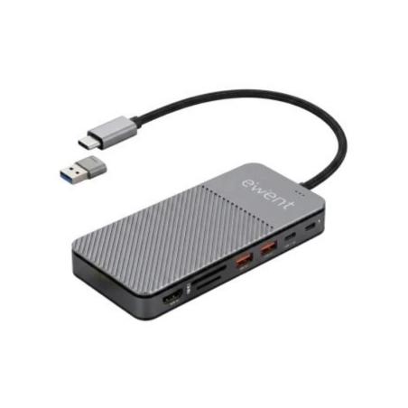 EWENT EW1156 8en1 Estación acopl. USB-C Caja SSD