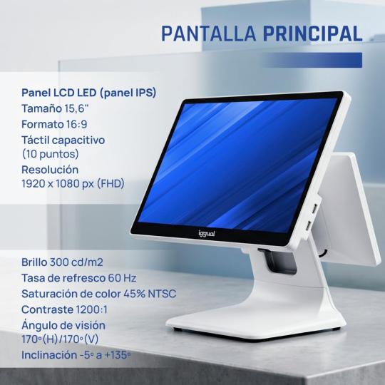 iggual TPV dual 15,6+11,6 i5 8350U 8+256G W11 Blan