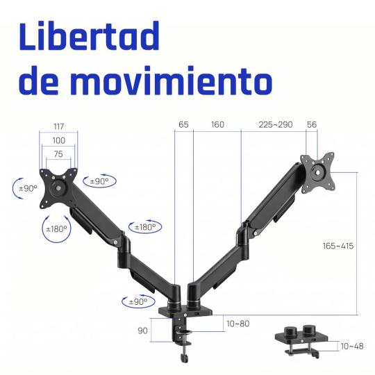 iggual SPMP02-A Soporte pinza 2 monitor 17-32" pro